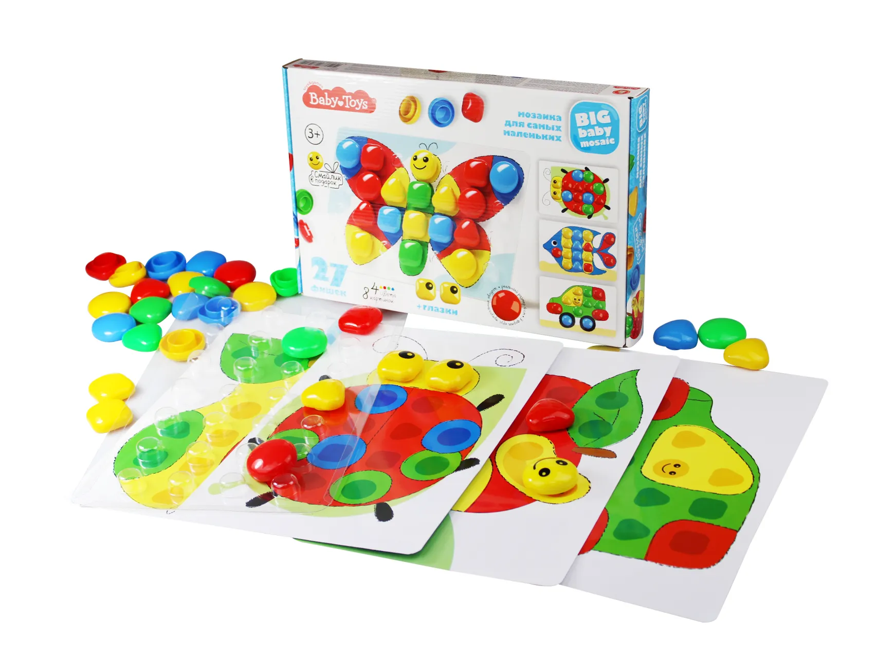 03580 Мозаика для самых маленьких "Бабочка" d40/4 цв/27 эл Baby Toys