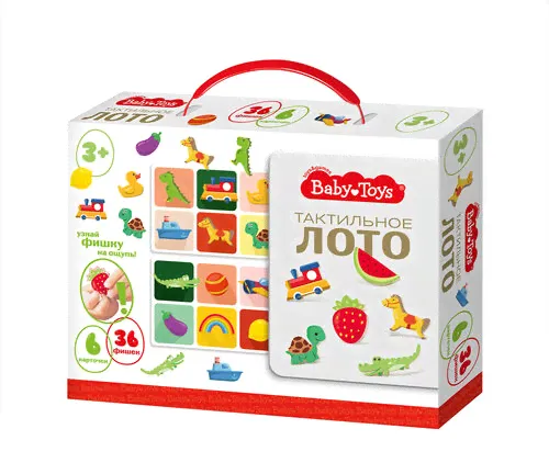 *Лото(ДесятоеКоролевство) BabyToys Тактильное д/маленьких [36дерев.фигурн.фишек,6карточек]