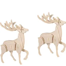 Wood Deer Figurine 3d Puzzles Kids Wooden Animal Puzzle Educational Toys Kids Sika Deer Puzzle Suite Brain Teaser Puzzle