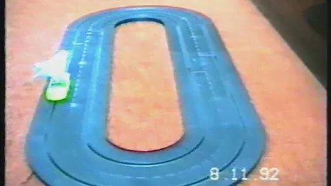 Wellensittich auf der Autorennbahn - Budgerigar Budgie on the slot car racing track