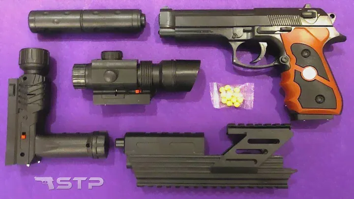 Realistic Toy Gun with Silencer and Laser - Unboxing and Assembling Toy Gun Parts