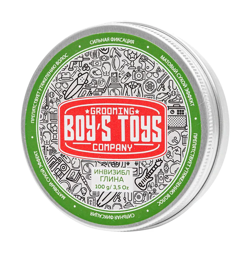 Boys Toys Глина для укладки волос средней фиксации с низким уровнем блеска Invisible Forming Matte Clay, 100 г (Boys Toys, Стайлинг), Стайлинг