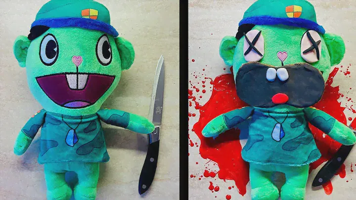 HAPPY TREE FRIENDS WITH PLUSH TOY. COMPILATION DEATHS. Nutty, Flippy