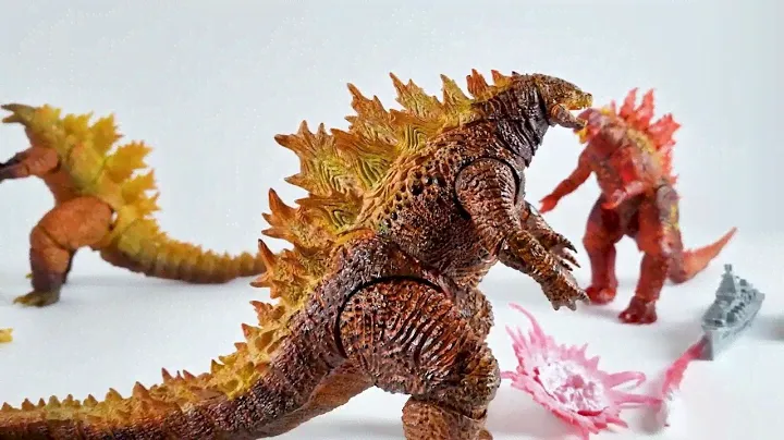 Godzilla: King of Monsters Burning Godzilla HIYA vs Bandai vs NECA Bootleg - сравнение фигурок