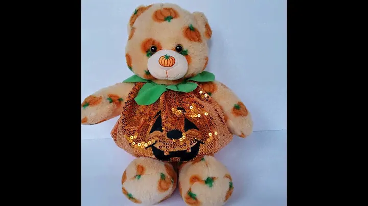 2012 Build A Bear Workshop BABW Pumpkin Nose Bear w/Jack-O-Lantern Outfit Plush