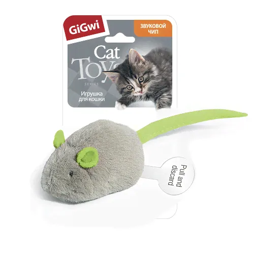 Gigwi Cat Toys Melody chaser игрушка для кошек Мышка со звуковым чипом при касании издает звуки 6см-0